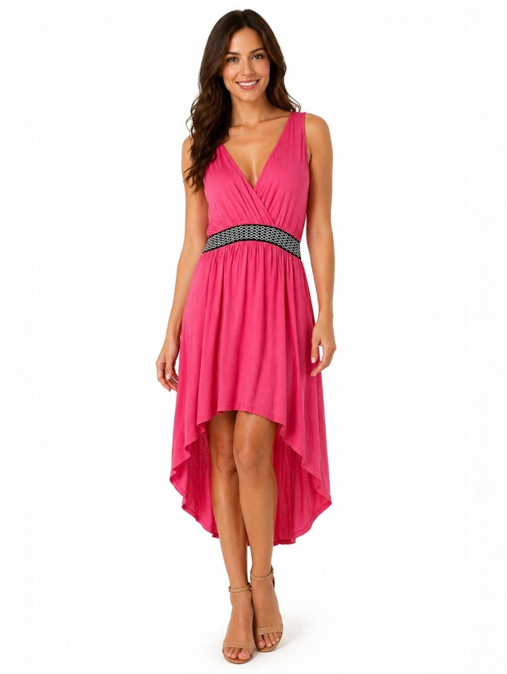 Francesca’s Coral Pink Hi-Low Maxi Dress | Size Small